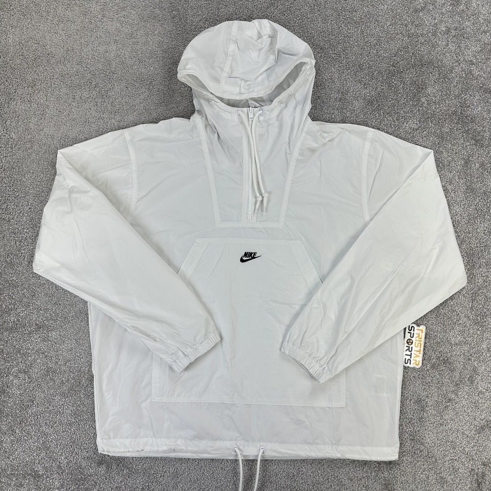 Nike Anorak Jacket Mens Medium White Loose Fit Windbreaker Half Zip FN3892-100